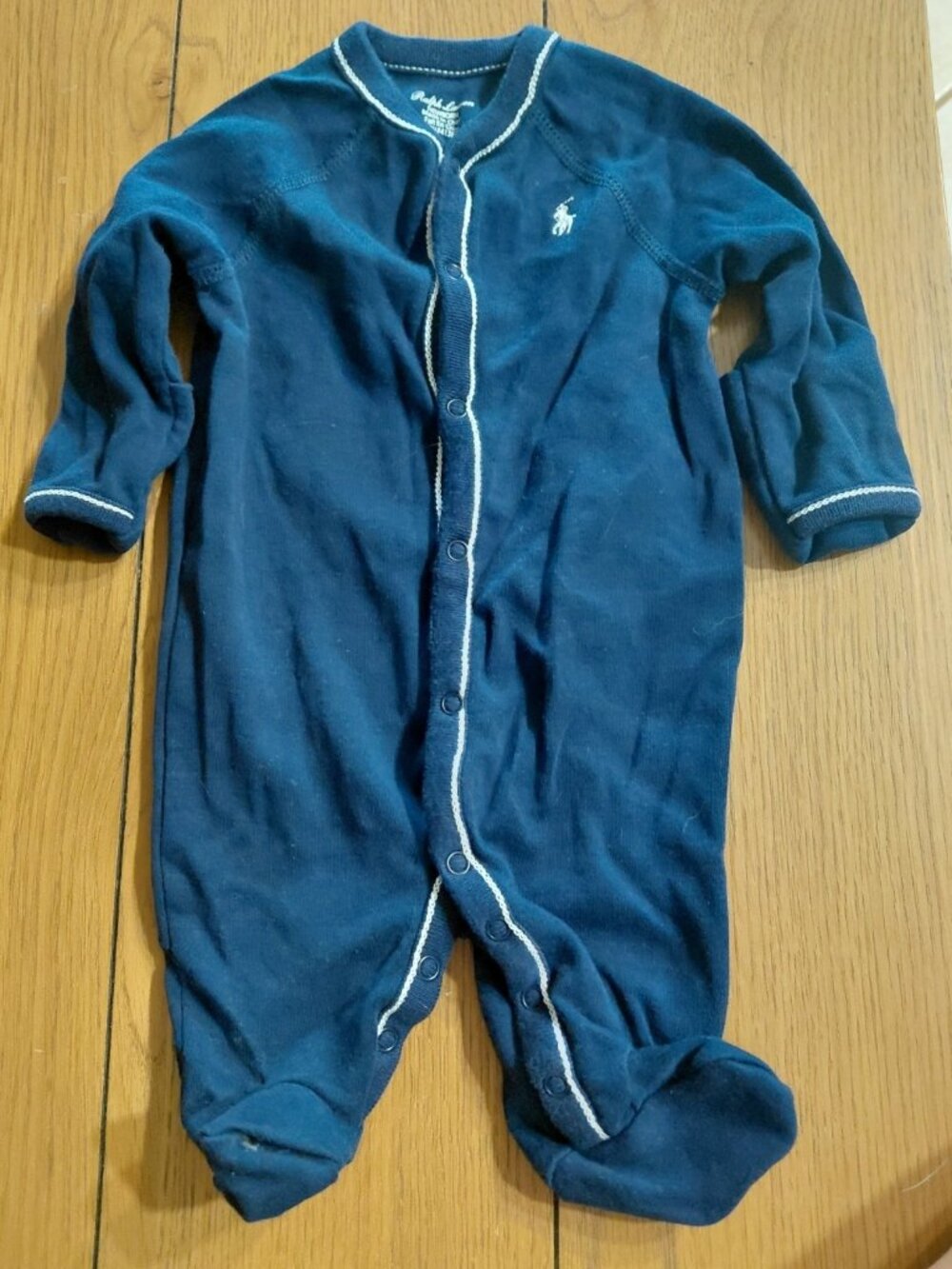 Newborn Ralph Lauren Navy Footsies Pajamas